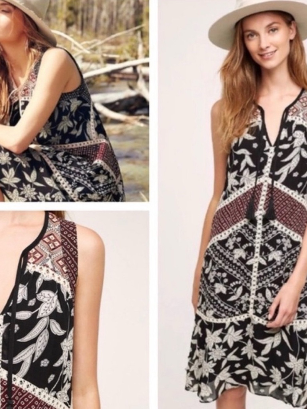 Anthropologie Floreat Grasslands Embroidered Multi Midi Dress Sz 6